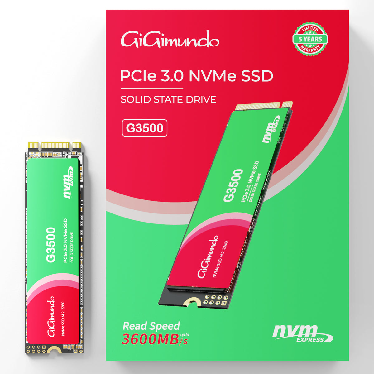 GiGimundo G3500 M.2 PCIe Gen 3.0x4 NVMe SSD 2280 - Super High Performa