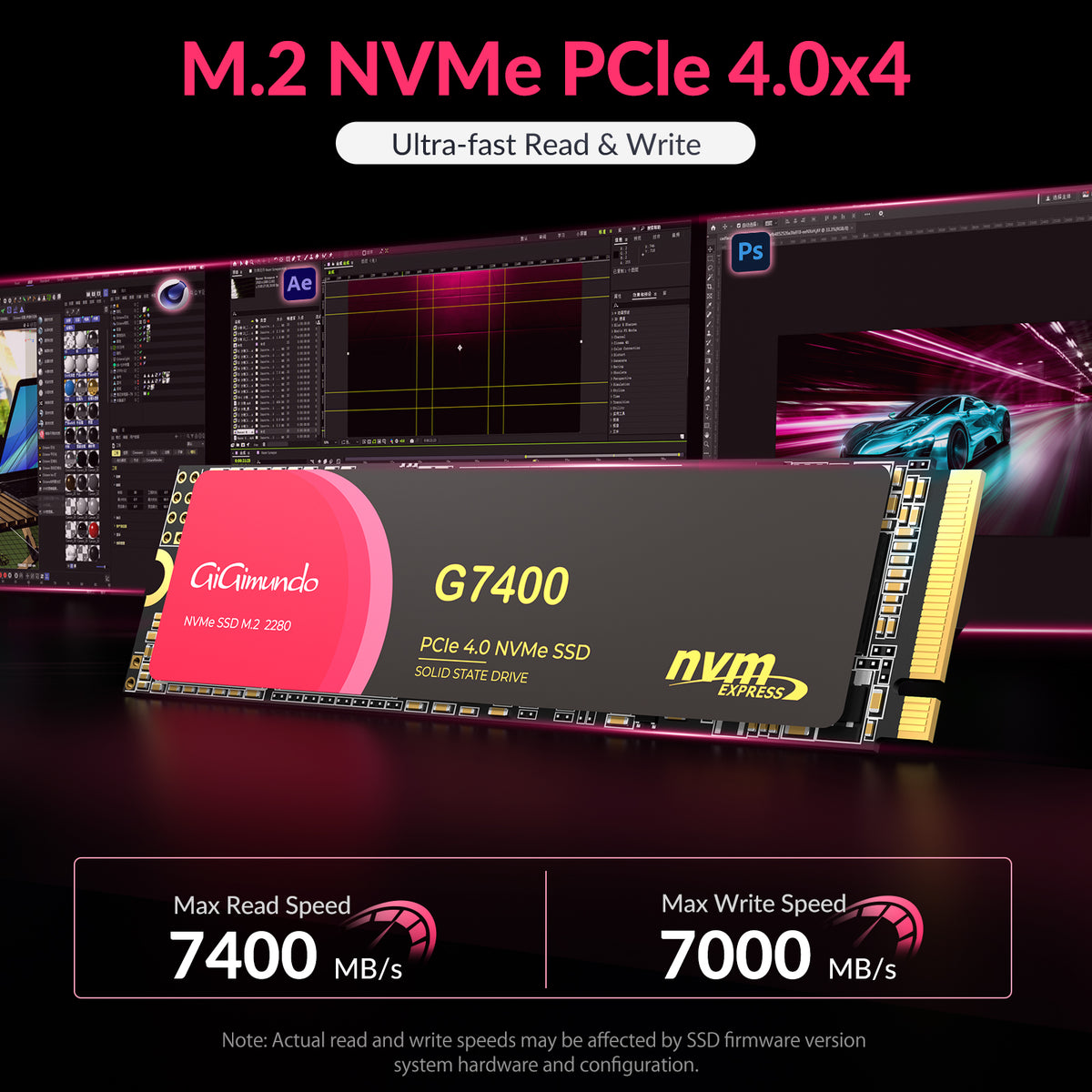 GiGimundo G7400 SSD NVMe PCIe Gen4.0x4 3D NAND with HMB/SLC Buffer Tec