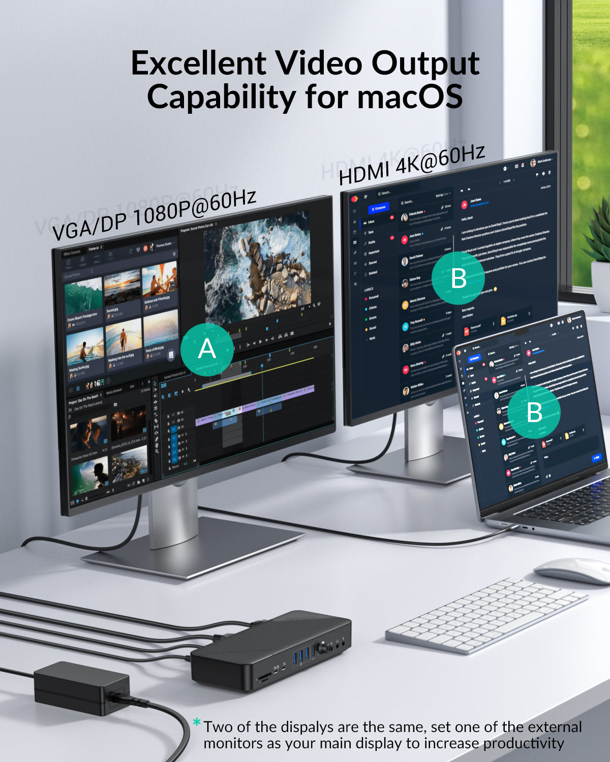 GiGimundo TG20 20-in-1 USB A/C Docking Station Triple Monitors Display for Windows Laptop