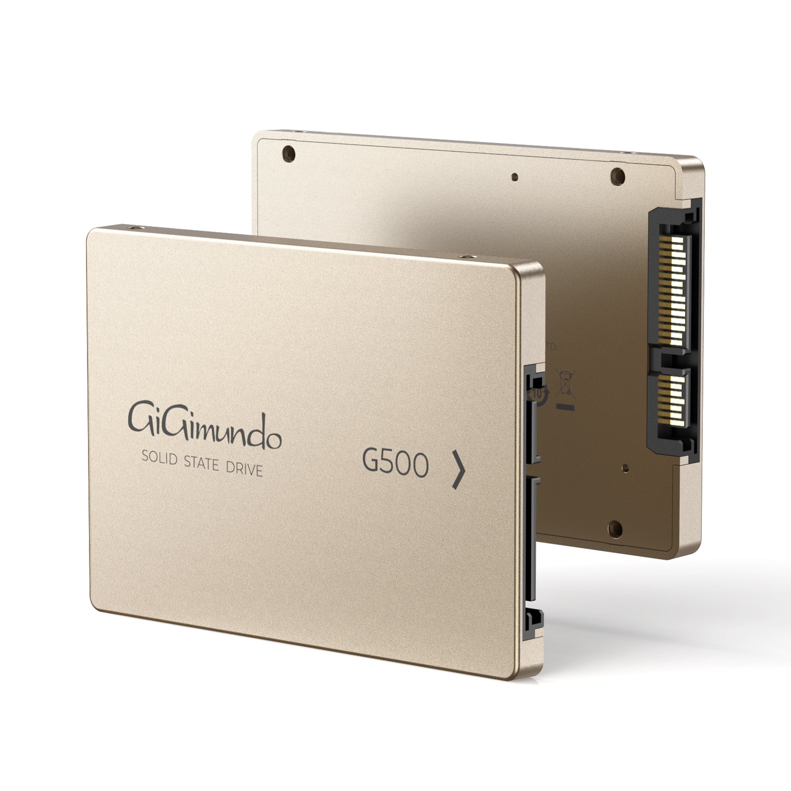 GiGimundo G500 2.5" SATA Solid State Drive – High-Speed SSD, Durable Lightweight Aluminum, Data Storage Solution for Laptops, Desktops, 2.5 SATA Enclosures - Rose Gold