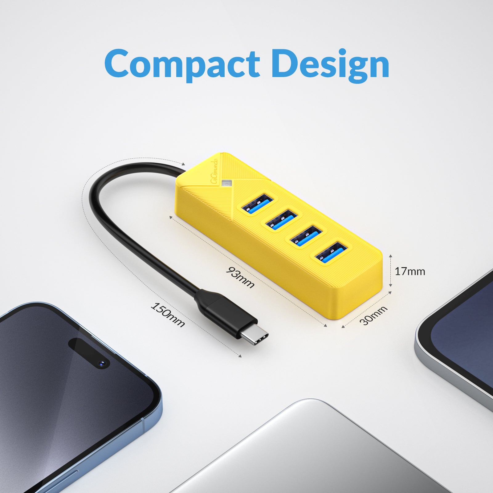 GiGimundo 4-Port USB Hub 3.0 for Laptop, 5Gbps USB Multiport Adapter