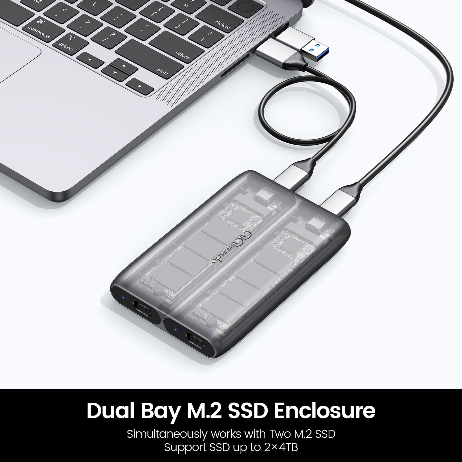 GiGimundo 10Gbps Aluminum Dual-Bay M.2 NVME SSD Enclosure