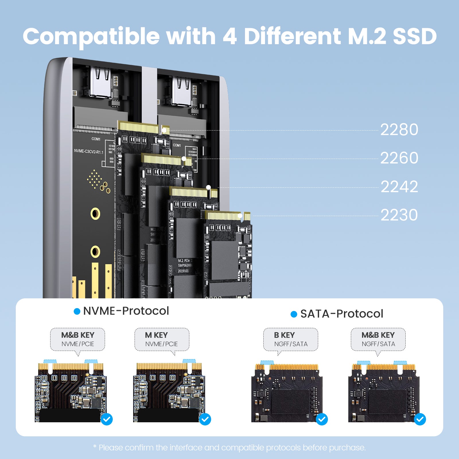 GiGimundo 10Gbps Aluminum Dual-Bay M.2 NVME SSD Enclosure