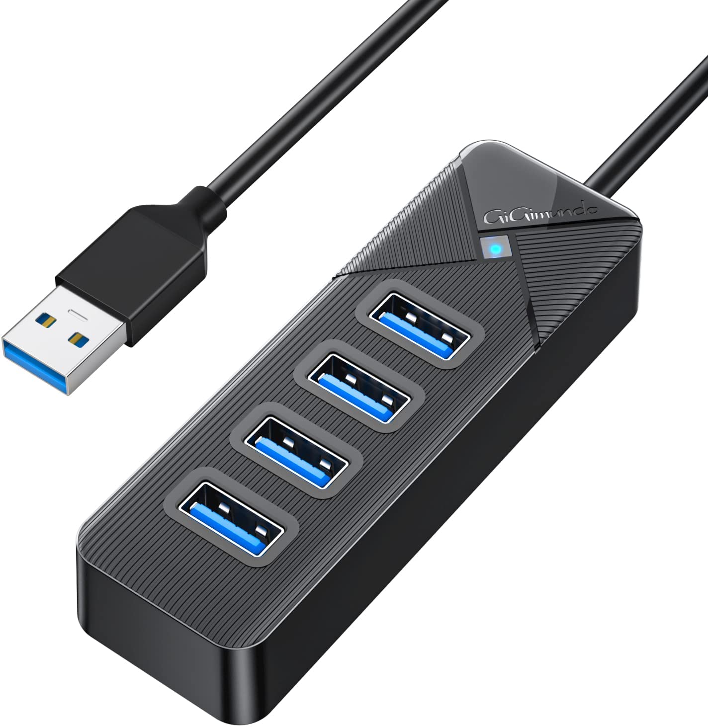 GiGimundo 4-Port USB Hub 3.0 for Laptop, 5Gbps USB Multiport Adapter